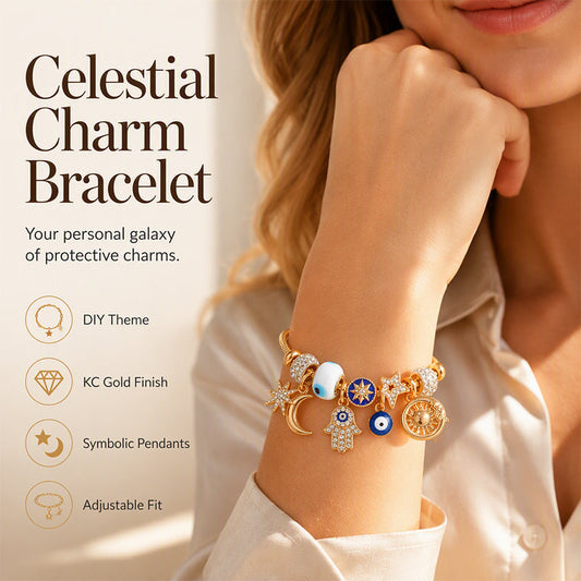 Pulsera con Dijes Celestiales de Sol y Luna