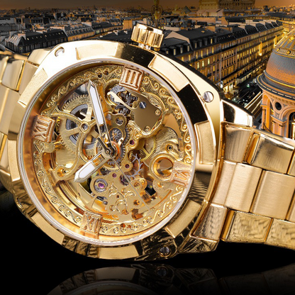 ⌚ ¡50% DE DESCUENTO AHORA! 🔧 Reloj Automático Esqueleto – Movimiento Visible, Estilo Dorado & Cuerda Automática – Para Negocios y Noche ✨