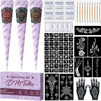 Kit completo de tatuaje de Henna de 3 colores